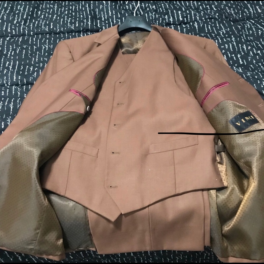 3 piece caramel color suit
